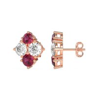 Multi-Size Four Stone Stud Earrings