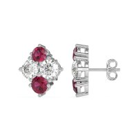 Multi-Size Four Stone Stud Earrings