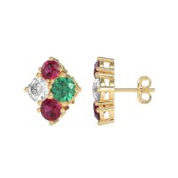 Multi-Size Four Stone Stud Earrings