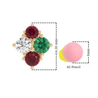 Multi-Size Four Stone Stud Earrings