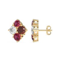 Multi-Size Four Stone Stud Earrings