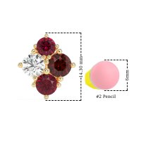 Multi-Size Four Stone Stud Earrings