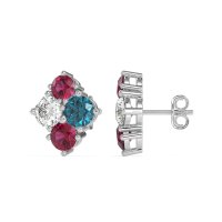 Multi-Size Four Stone Stud Earrings