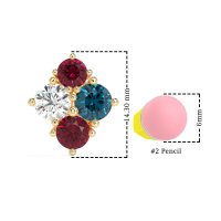 Multi-Size Four Stone Stud Earrings