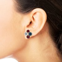 Multi-Size Four Stone Stud Earrings