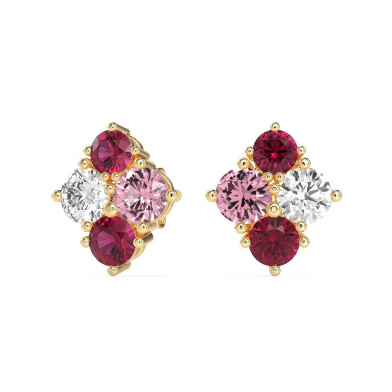 Multi-Size Four Stone Stud Earrings