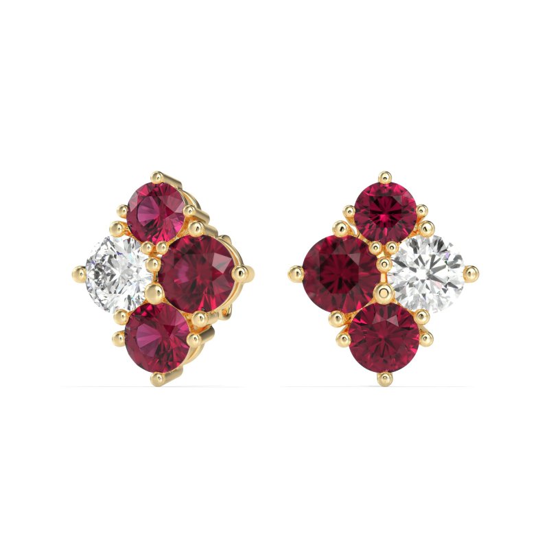 Multi-Size Four Stone Stud Earrings