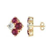 Multi-Size Four Stone Stud Earrings