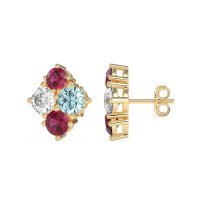 Multi-Size Four Stone Stud Earrings