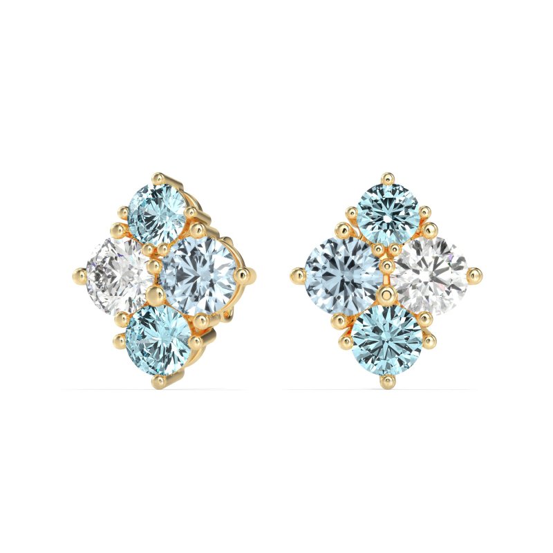 Multi-Size Four Stone Stud Earrings