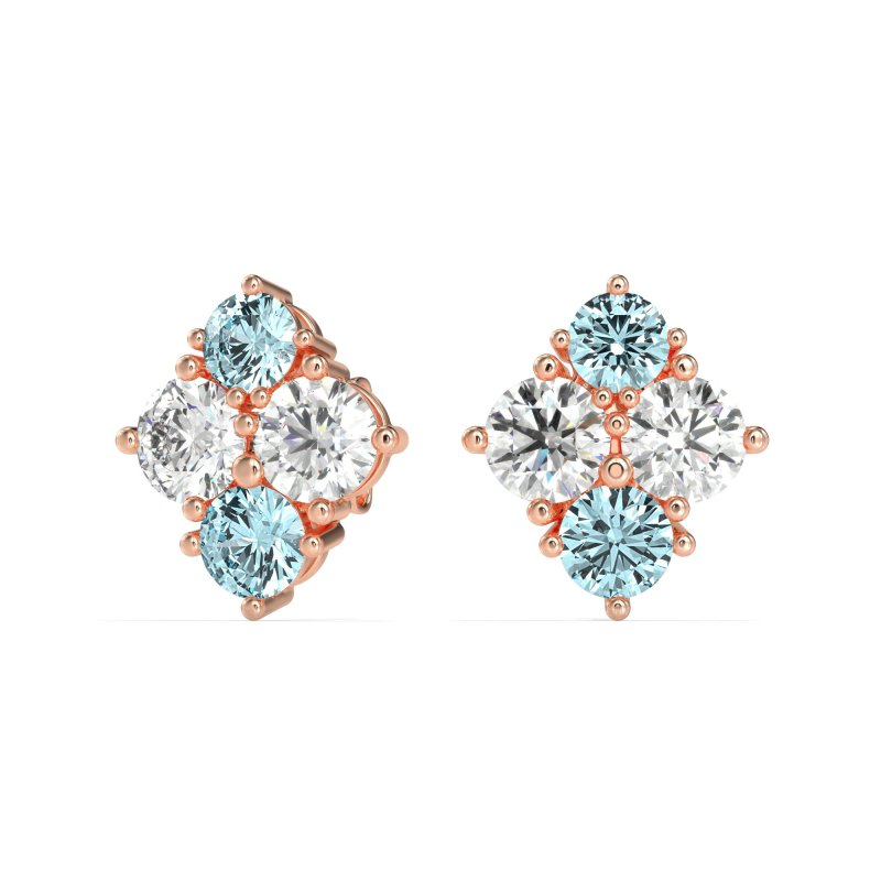 Multi-Size Four Stone Stud Earrings