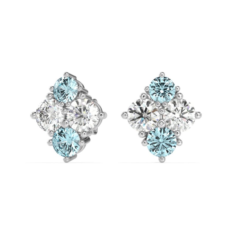 Multi-Size Four Stone Stud Earrings