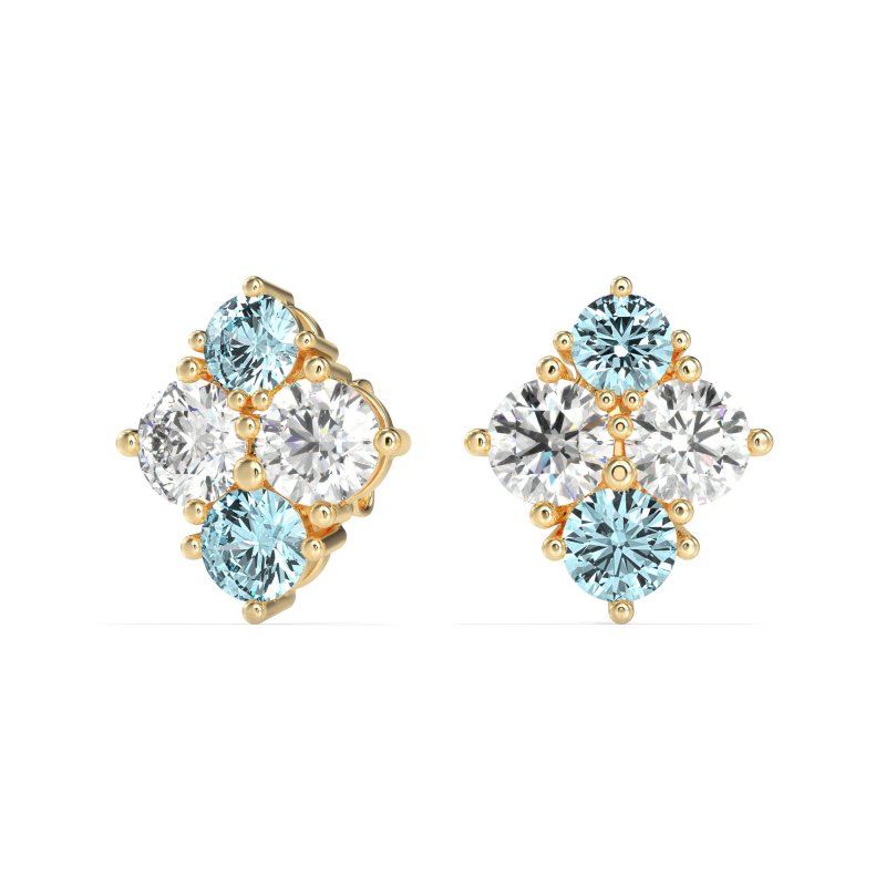 Multi-Size Four Stone Stud Earrings