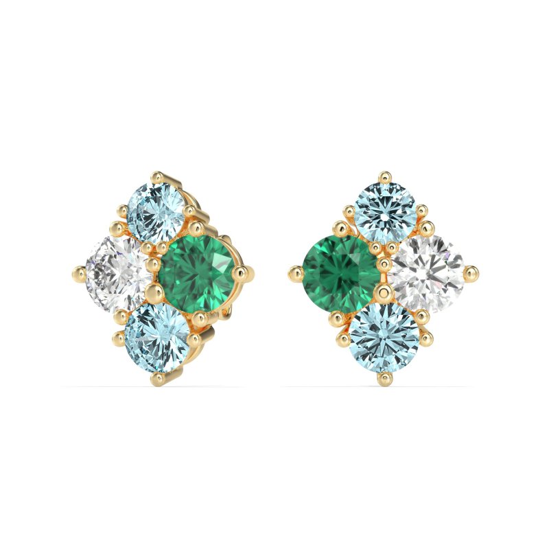 Multi-Size Four Stone Stud Earrings