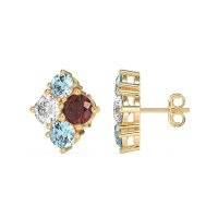 Multi-Size Four Stone Stud Earrings