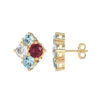 Multi-Size Four Stone Stud Earrings