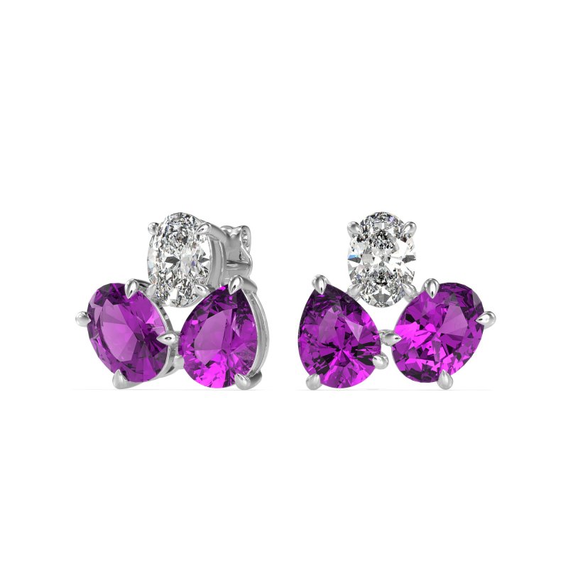 Oval & Pear Trio Stud Earrings