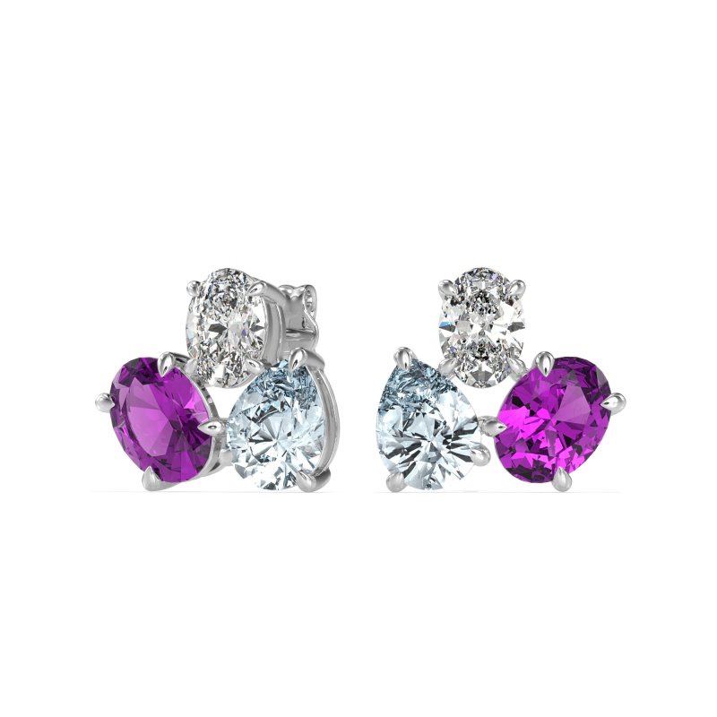 Oval & Pear Trio Stud Earrings