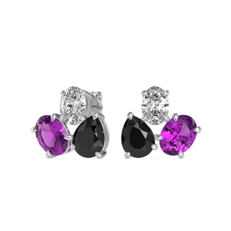 Oval & Pear Trio Stud Earrings
