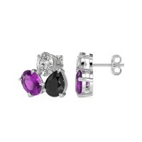 Oval & Pear Trio Stud Earrings