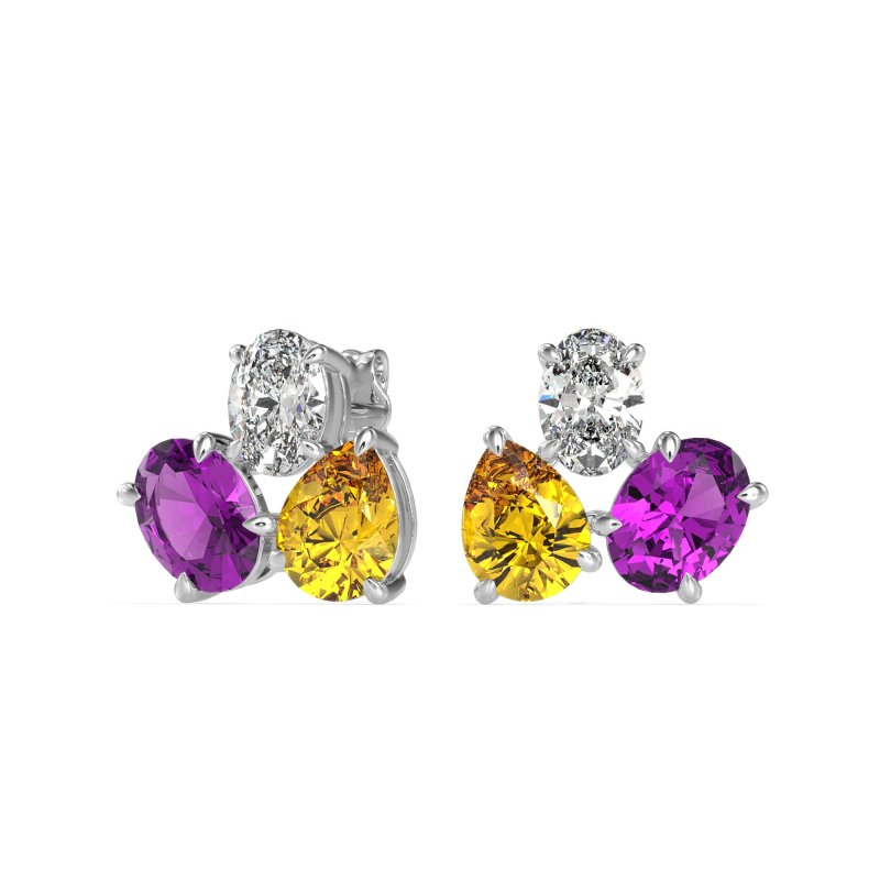 Oval & Pear Trio Stud Earrings