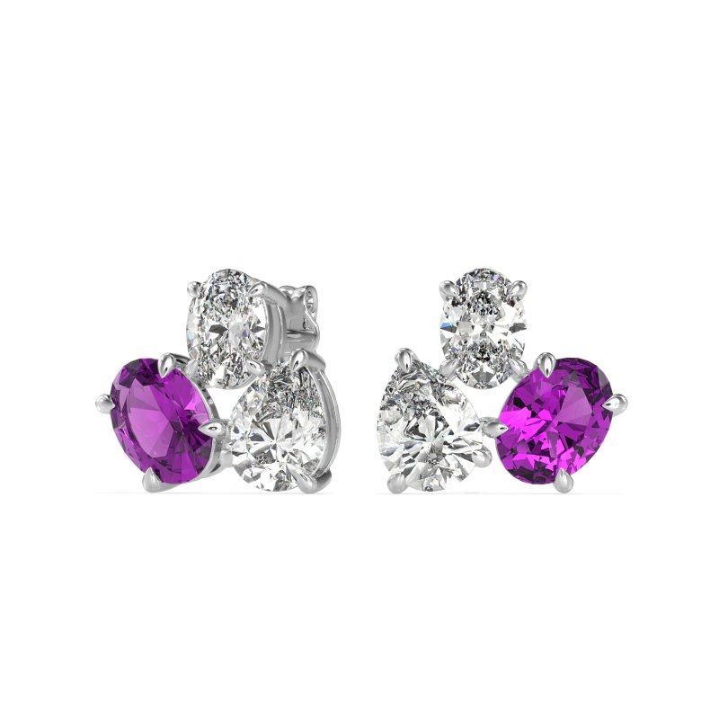 Oval & Pear Trio Stud Earrings