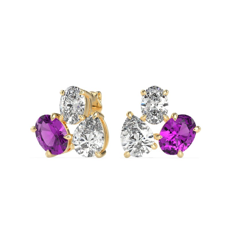 Oval & Pear Trio Stud Earrings