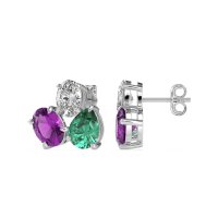 Oval & Pear Trio Stud Earrings