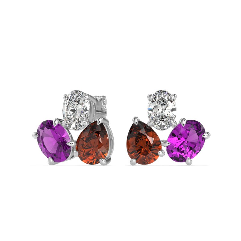 Oval & Pear Trio Stud Earrings