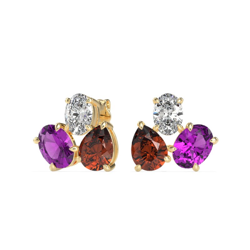 Oval & Pear Trio Stud Earrings