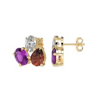 Oval & Pear Trio Stud Earrings