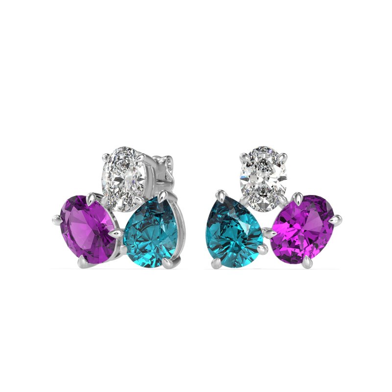 Oval & Pear Trio Stud Earrings