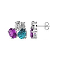 Oval & Pear Trio Stud Earrings