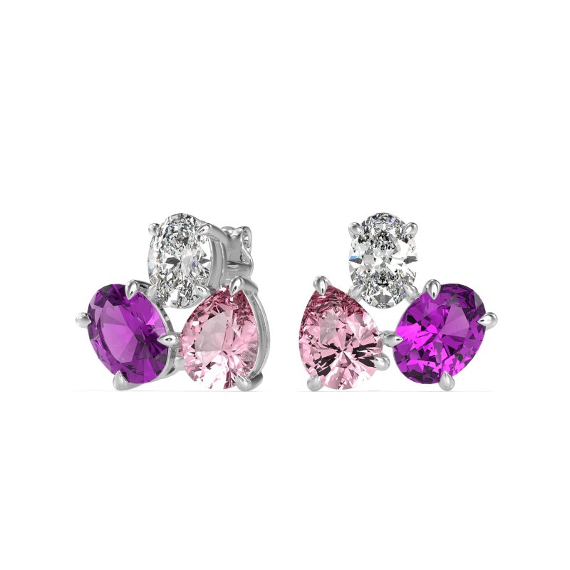 Oval & Pear Trio Stud Earrings