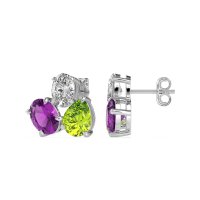 Oval & Pear Trio Stud Earrings