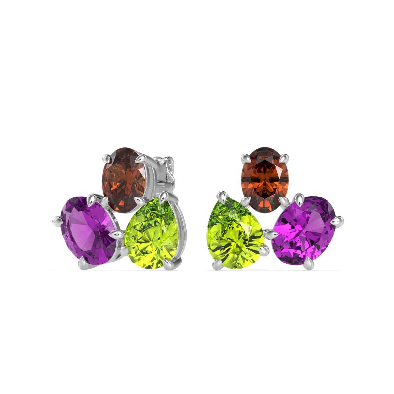 Oval & Pear Trio Stud Earrings