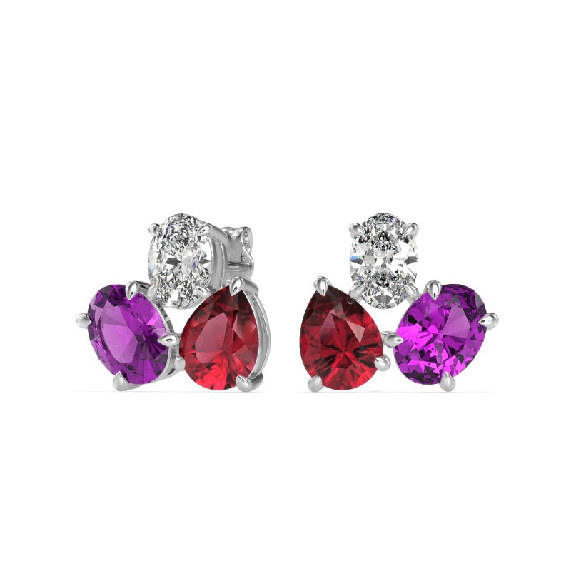 Oval & Pear Trio Stud Earrings