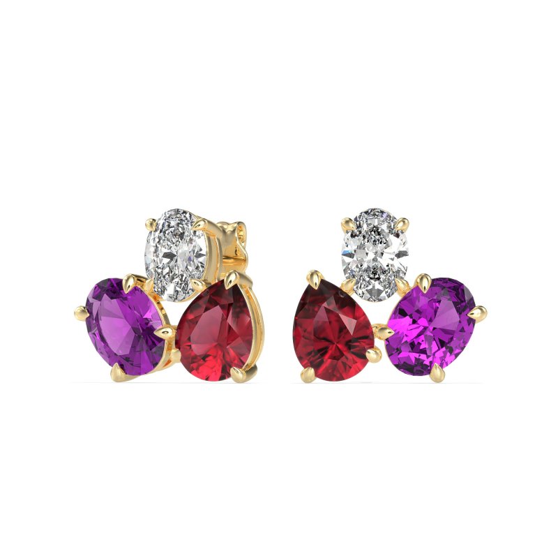 Oval & Pear Trio Stud Earrings
