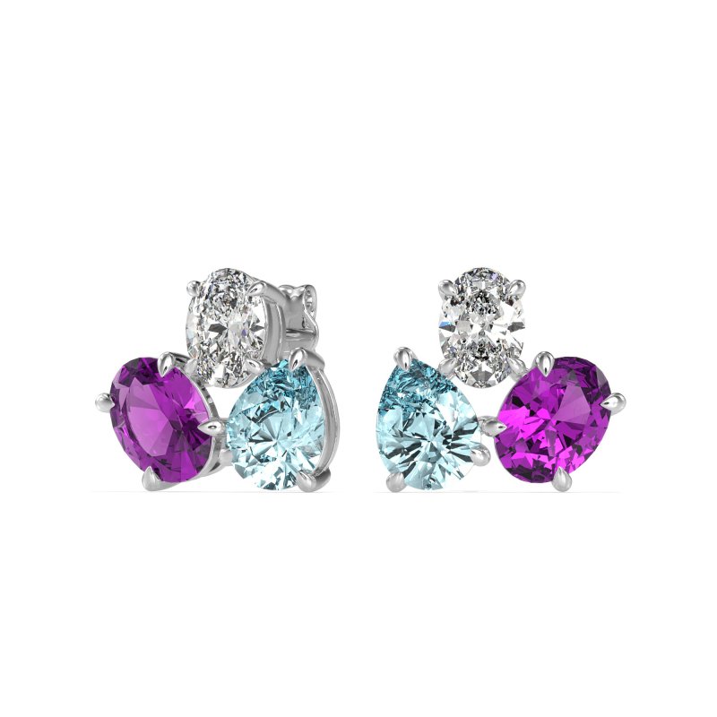 Oval & Pear Trio Stud Earrings