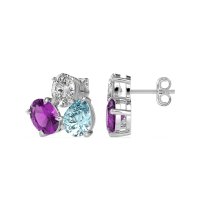 Oval & Pear Trio Stud Earrings