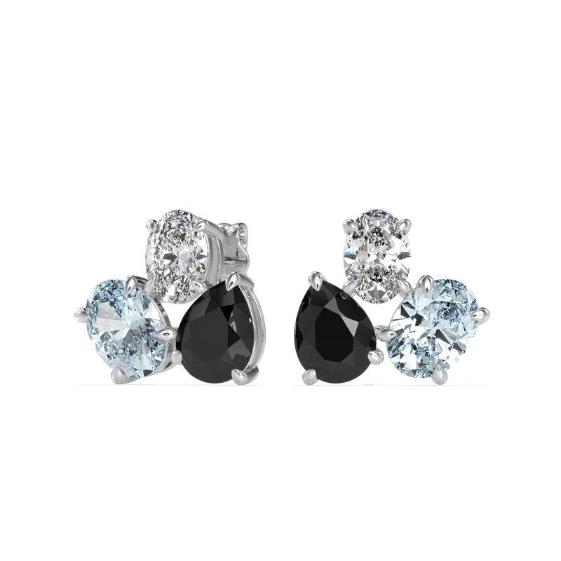 Oval & Pear Trio Stud Earrings