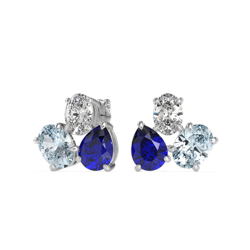Oval & Pear Trio Stud Earrings