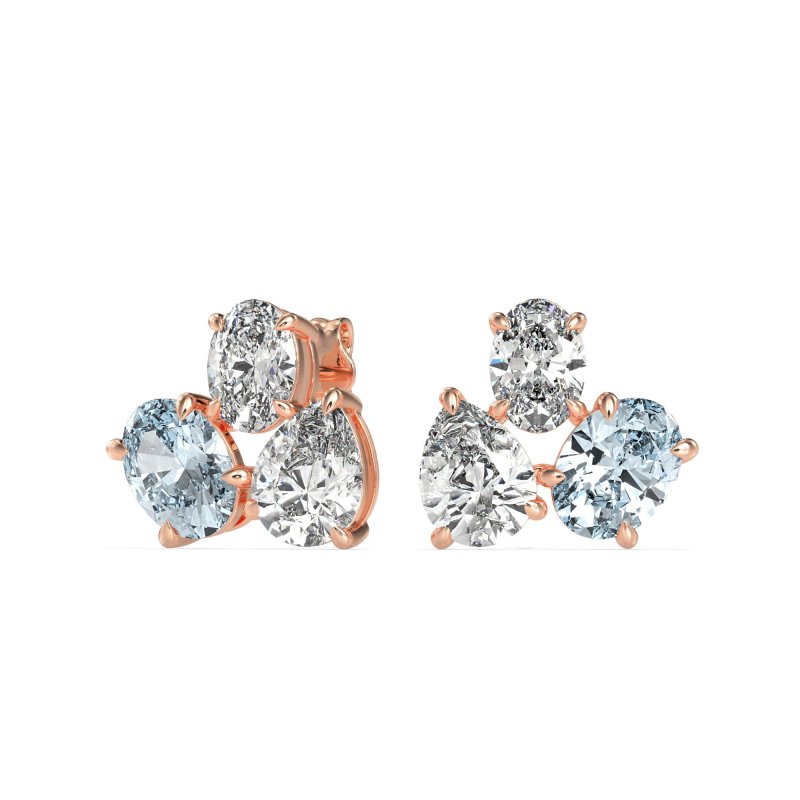 Oval & Pear Trio Stud Earrings