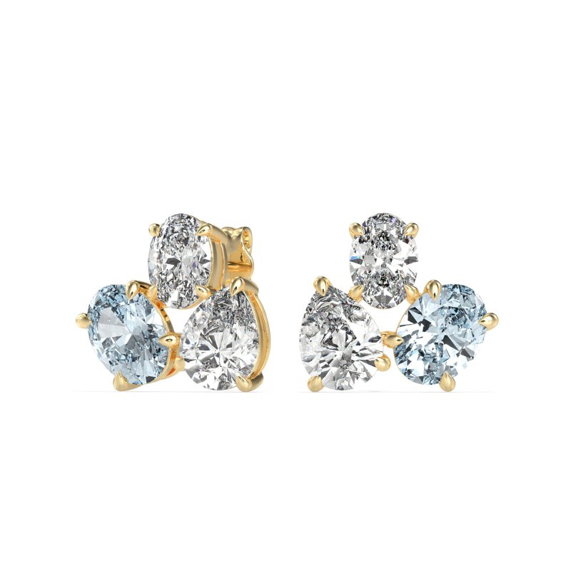 Oval & Pear Trio Stud Earrings