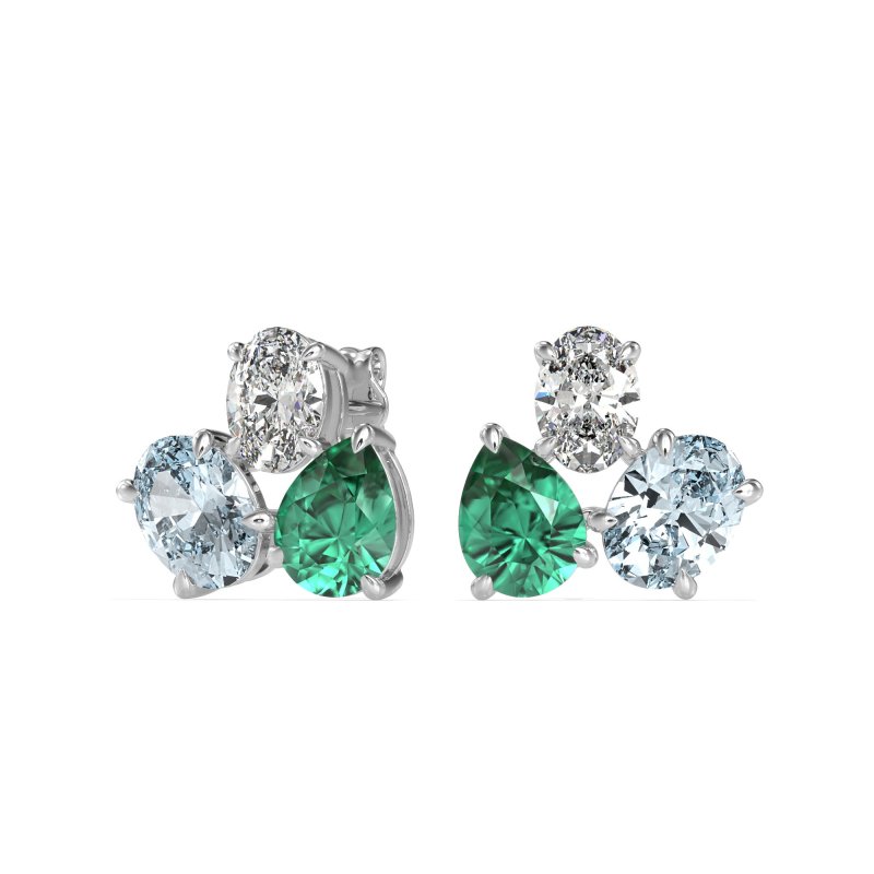Oval & Pear Trio Stud Earrings
