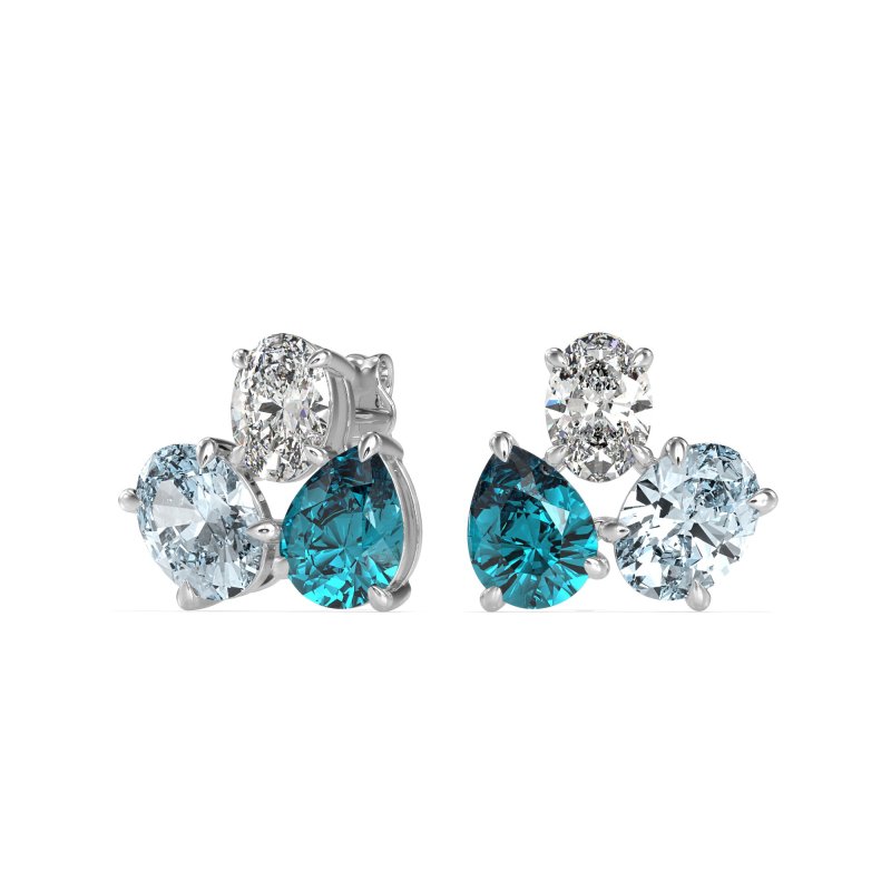 Oval & Pear Trio Stud Earrings