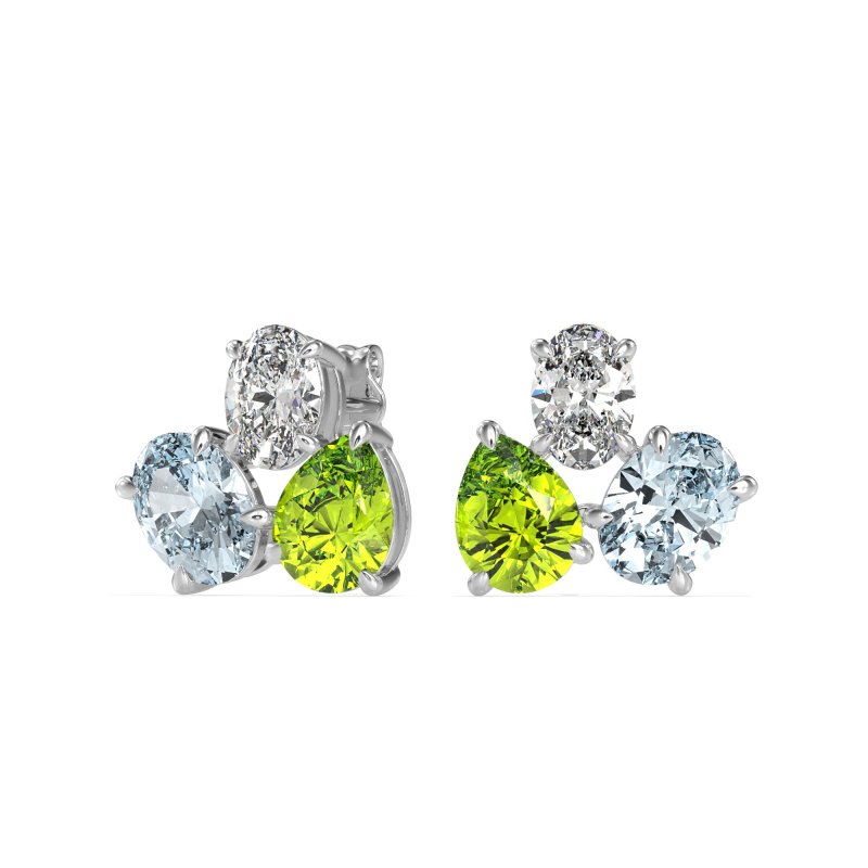 Oval & Pear Trio Stud Earrings