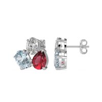 Oval & Pear Trio Stud Earrings