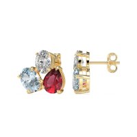 Oval & Pear Trio Stud Earrings