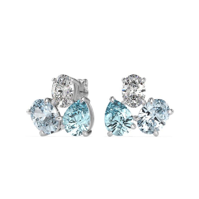 Oval & Pear Trio Stud Earrings